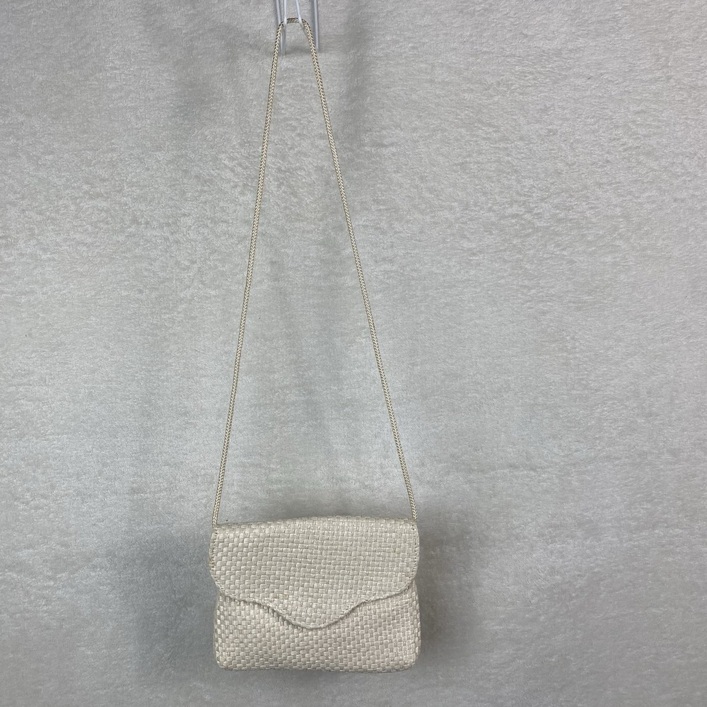 Vtg‎ 1980s Cream Woven Shoulder Bag Clutch Simple Elegant Retro
